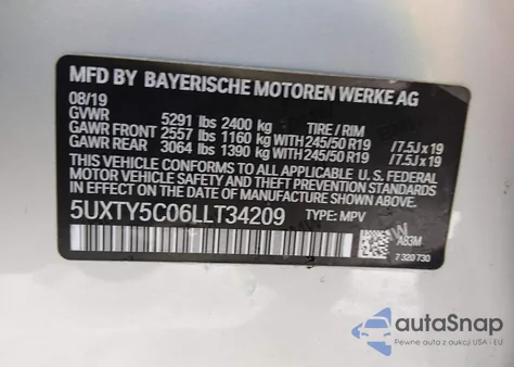 2020 BMW X3 xDrive30I from USA, damaged, VIN 5UXTY5C06LLT34209